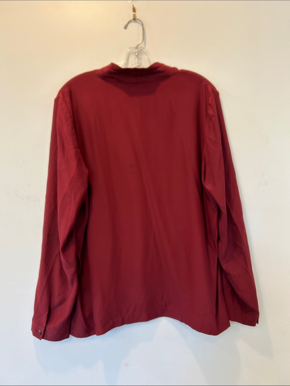 Lafayette 148 New York Burgundy Button-Front Draped Collar Shirt - Picture 6 of 6